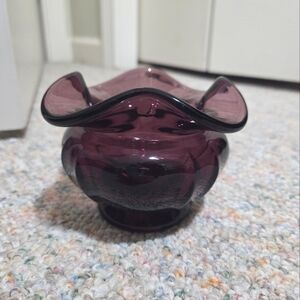 Fenton Deep Purple Glass Vase Vintage